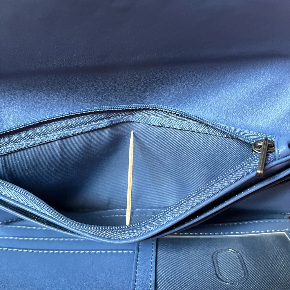 Beautiful ‘Designer Inspired’ Tri-Fold Wallet in Gorgeous Slate Blue Color NWOT